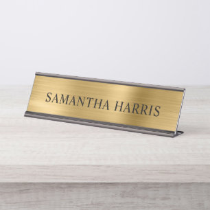 Faux Gold Foil Luxury Desk Name Plate
