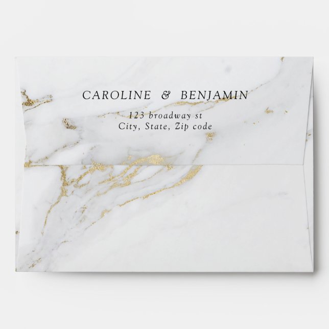 Faux gold foil marble luxury modern wedding envelopes (Back (Top Flap))