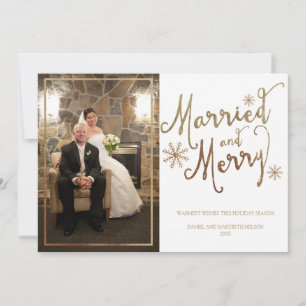 Faux Gold Foil MARRIED AND MERRY 2015 Holiday Card