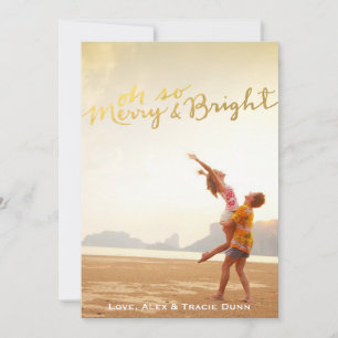 Faux Gold Foil Merry & Bright Christmas Card