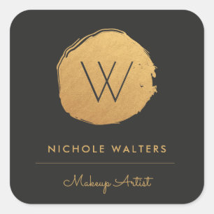 Faux Gold Foil Monogram Business Sticker Labels
