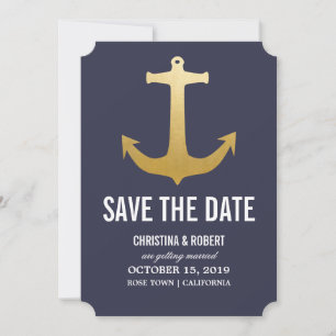 Faux Gold Foil Nautical Anchor Save The Date