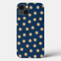 Faux Gold Foil & Navy Blue Stars Pattern