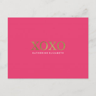 Faux Gold Foil on Hot Pink XOXO Thank You Card