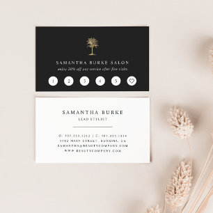 Faux Gold Foil Palm Tree Logo Loyalty Card