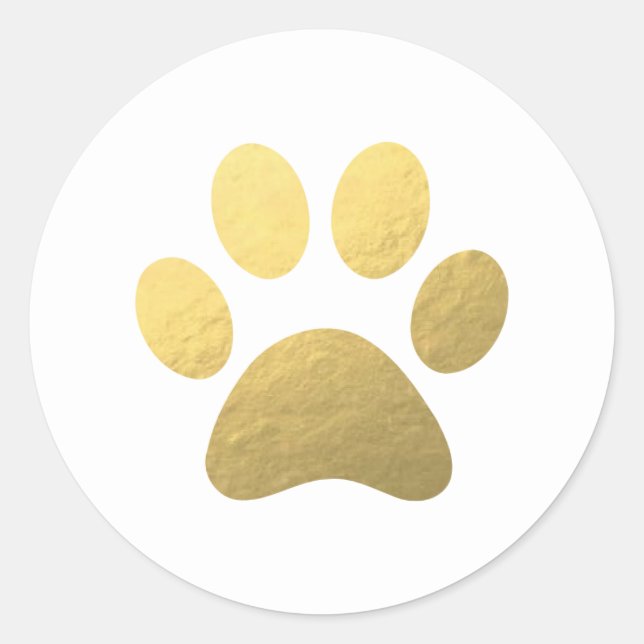 Faux Gold Foil Paw Print Classic Round Sticker (Front)