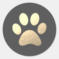 Faux Gold Foil Paw Print Classic Round Sticker