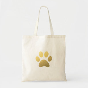 Faux Gold Foil Paw Print Tote Bag