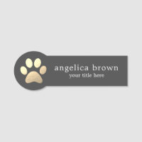 Faux Gold Foil Paw Print Veterinarian Name Tag