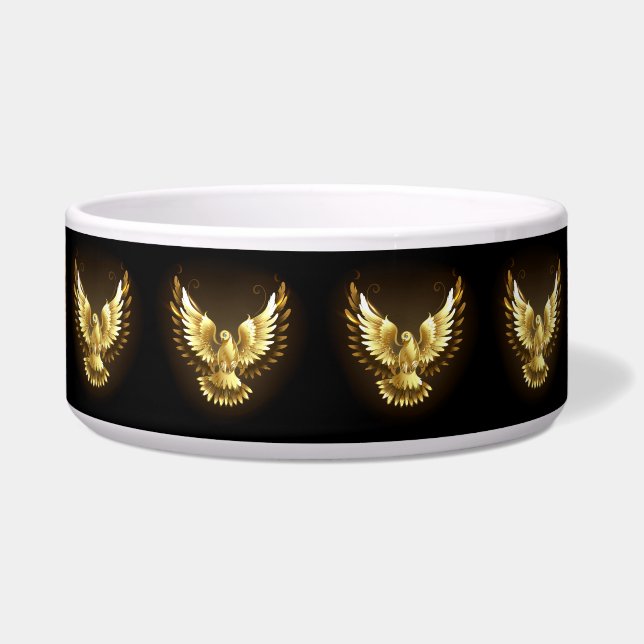 Faux Gold Foil Peace Dove on Black (Front)