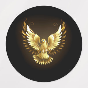 Faux Gold Foil Peace Dove on Black