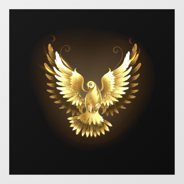 Faux Gold Foil Peace Dove on Black (Sheet)