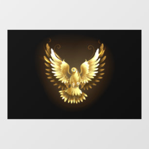 Faux Gold Foil Peace Dove on Black