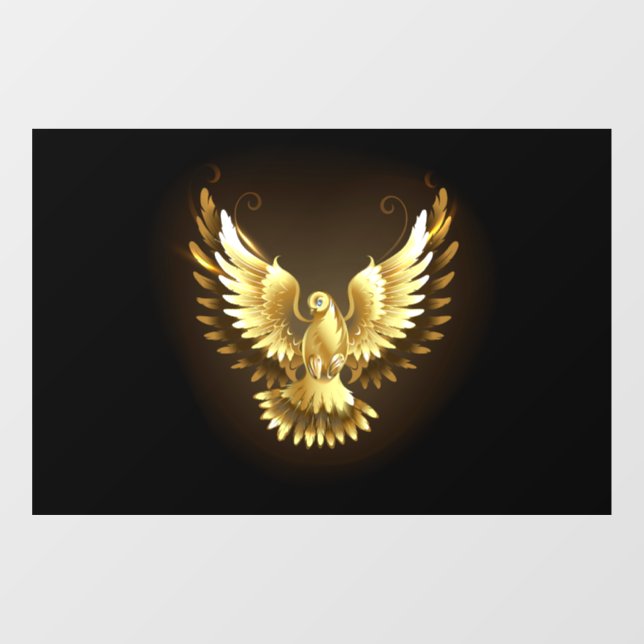 Faux Gold Foil Peace Dove on Black (Sheet)