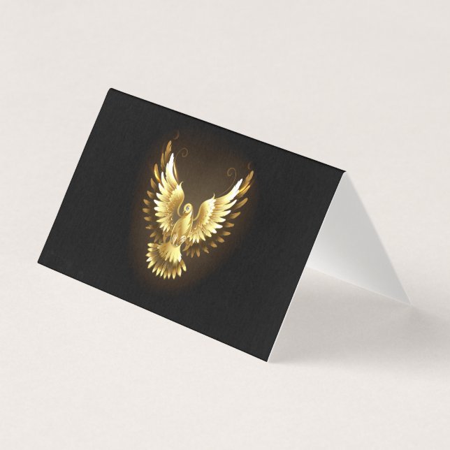 Faux Gold Foil Peace Dove on Black (Front)