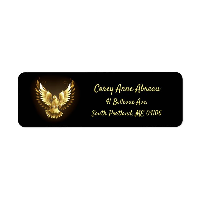 Faux Gold Foil Peace Dove on Black (Front)