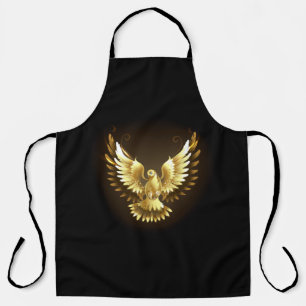Faux Gold Foil Peace Dove on Black Apron