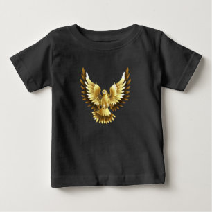 Faux Gold Foil Peace Dove on Black Baby T-Shirt