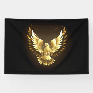 Faux Gold Foil Peace Dove on Black Banner