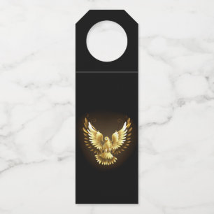 Faux Gold Foil Peace Dove on Black Bottle Tag