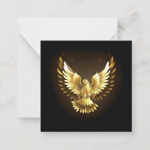 Faux Gold Foil Peace Dove on Black Card