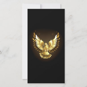 Faux Gold Foil Peace Dove on Black Card