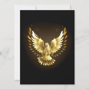 Faux Gold Foil Peace Dove on Black Card