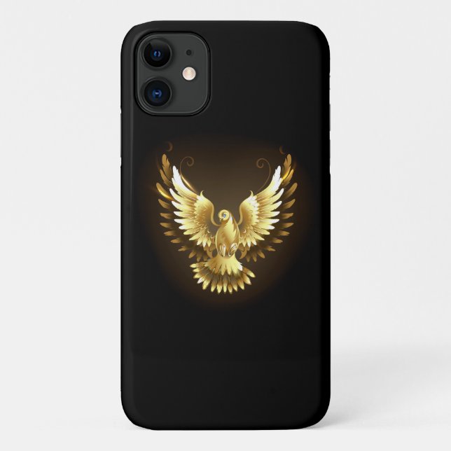 Faux Gold Foil Peace Dove on Black Case-Mate iPhone Case (Back)