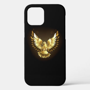 Faux Gold Foil Peace Dove on Black iPhone 12 Case