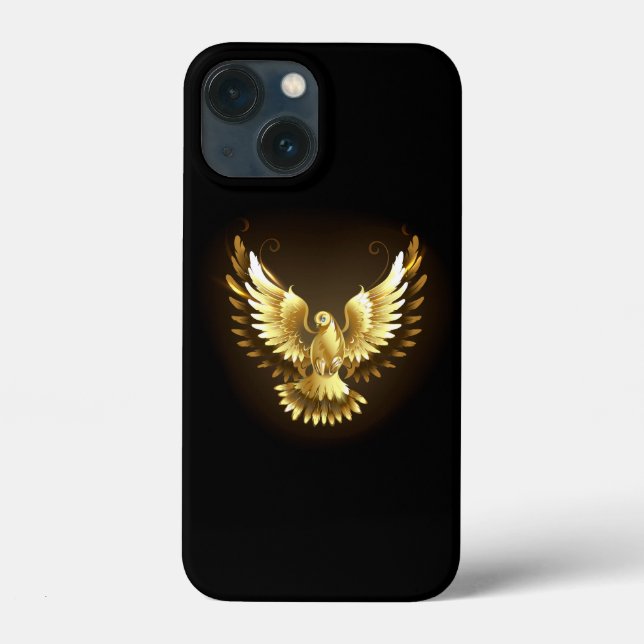 Faux Gold Foil Peace Dove on Black Case-Mate iPhone Case (Back)