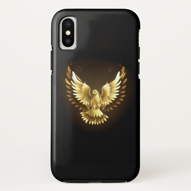 Faux Gold Foil Peace Dove on Black Case-Mate iPhone Case (Back)