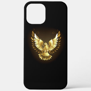 Faux Gold Foil Peace Dove on Black iPhone 12 Pro Max Case