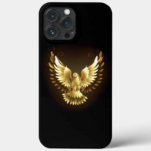 Faux Gold Foil Peace Dove on Black Case-Mate iPhone Case (Back)