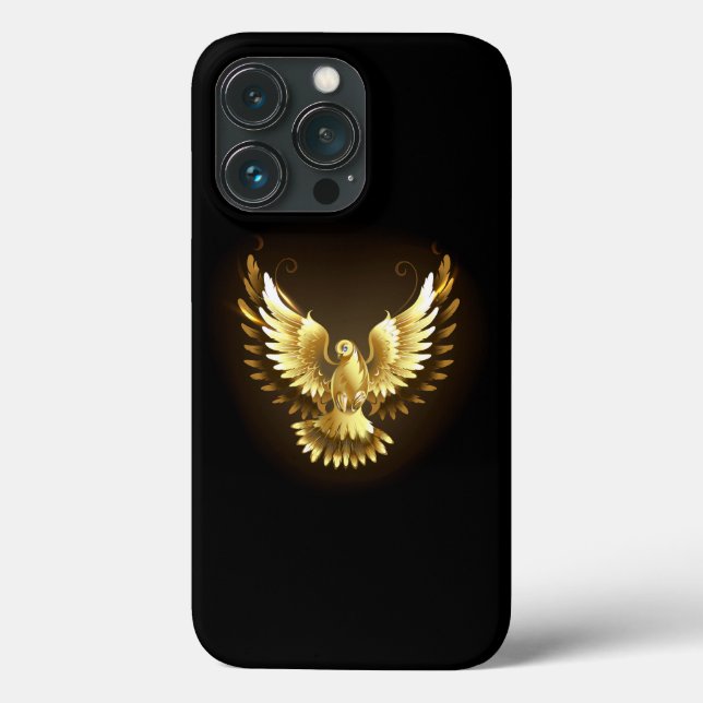 Faux Gold Foil Peace Dove on Black Case-Mate iPhone Case (Back)