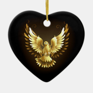 Faux Gold Foil Peace Dove on Black Ceramic Tree Decoration