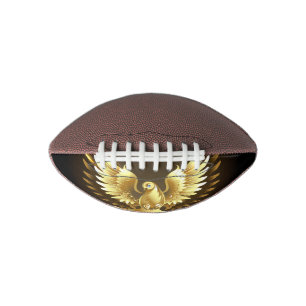 Faux Gold Foil Peace Dove on Black Football