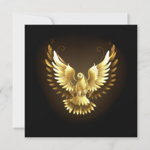 Faux Gold Foil Peace Dove on Black Holiday Card