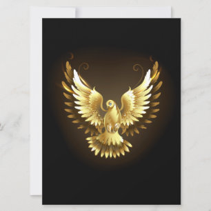 Faux Gold Foil Peace Dove on Black Holiday Card