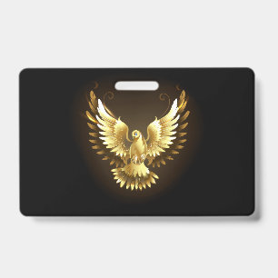 Faux Gold Foil Peace Dove on Black ID Badge