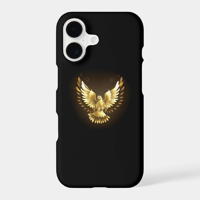 Faux Gold Foil Peace Dove on Black iPhone Case (Back)