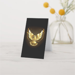 Faux Gold Foil Peace Dove on Black Loyalty Card