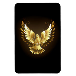 Faux Gold Foil Peace Dove on Black Magnet