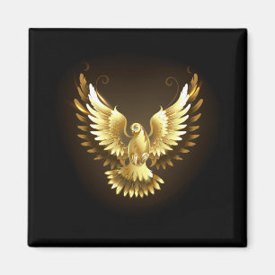 Faux Gold Foil Peace Dove on Black Magnet