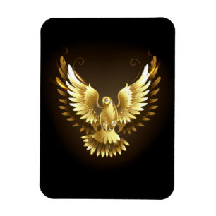 Faux Gold Foil Peace Dove on Black Magnet