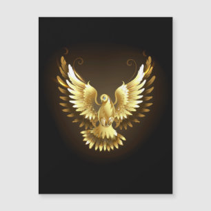 Faux Gold Foil Peace Dove on Black Magnetic Invitation