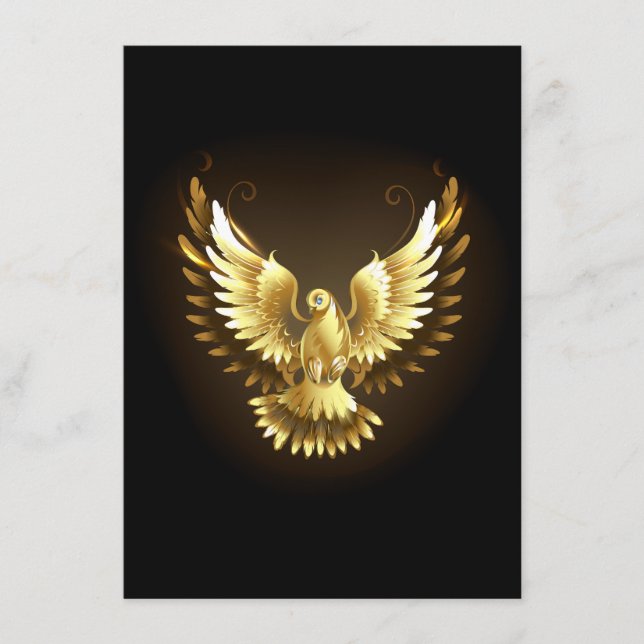 Faux Gold Foil Peace Dove on Black Menu (Front)