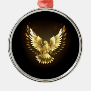 Faux Gold Foil Peace Dove on Black Metal Tree Decoration