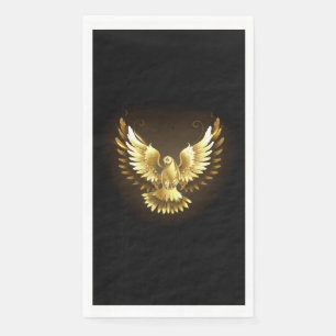Faux Gold Foil Peace Dove on Black Napkin