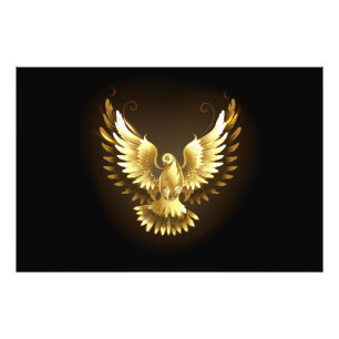 Faux Gold Foil Peace Dove on Black Photo Print