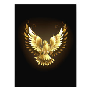Faux Gold Foil Peace Dove on Black Photo Print